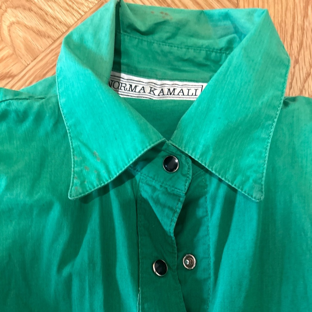 80s!!  VINTAGE NORMA KAMALI BLOUSE Kelly green